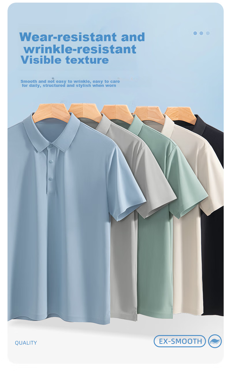 JEANSWEST LIFE Men's Polo Shirt Short Sleeve 2026 New Summer Thin Ice Silk Quick-Dry T-Shirt 4