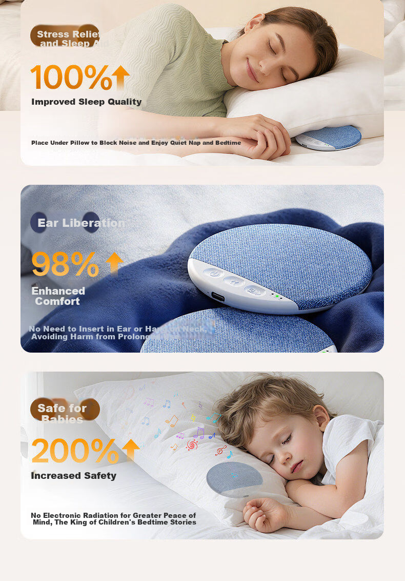 EZHK 2026 New Ultra-Thin Bone Conduction Sleep Sound Speaker Bluetooth Pillow Speaker Sleep Aid Device Bedside Headphone Pillow Music Player 15