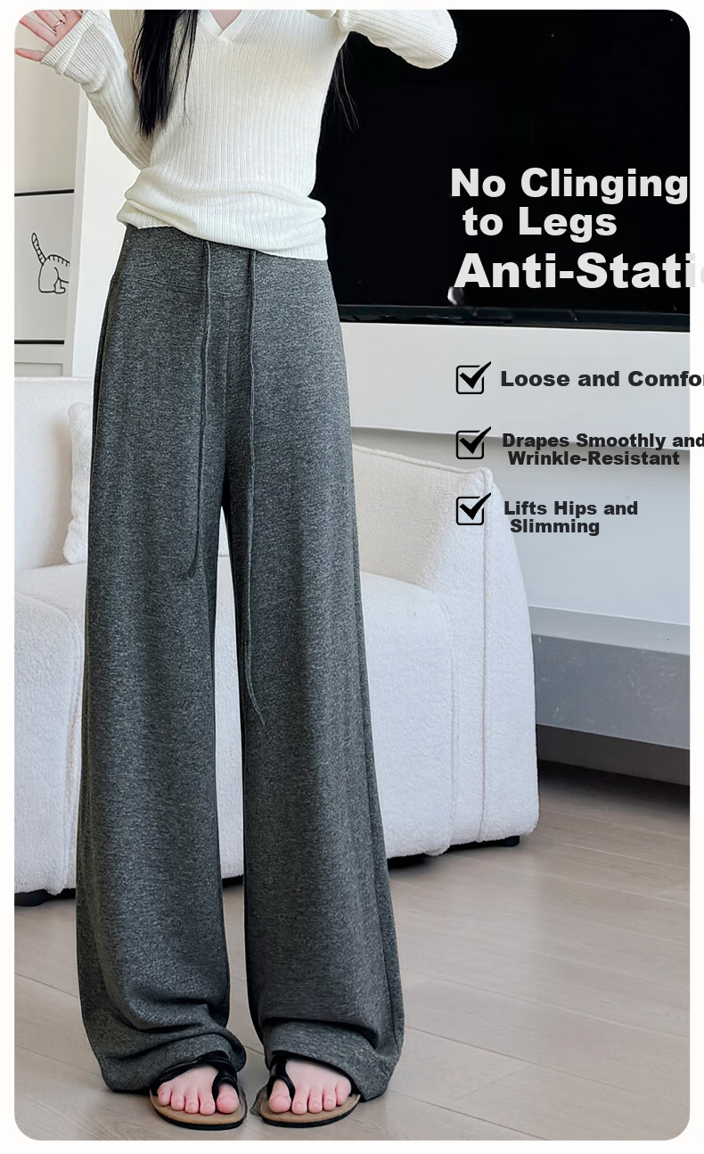 FitonTon Women's Horizontal Striped Knit Towel Pants, New Spring And Summer Style, Slimming Straight-Leg Sweatpants, Casual Lazy-Style Trousers 5