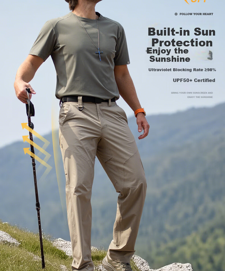 Free Soldier Peak Quick-Dry Pants Teflon Three-Protection Spring Summer Breathable Scratch-Resistant Durable Sun Protection UPF50+ Black 34W/30L 9