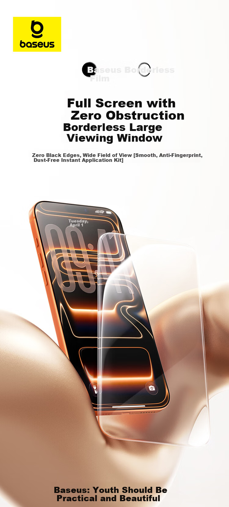 Baseus Borderless Screen Protector for iPhone 17 Pro Max Tempered Glass Film Anti-Fingerprint Drop Protection 2-Pack 1