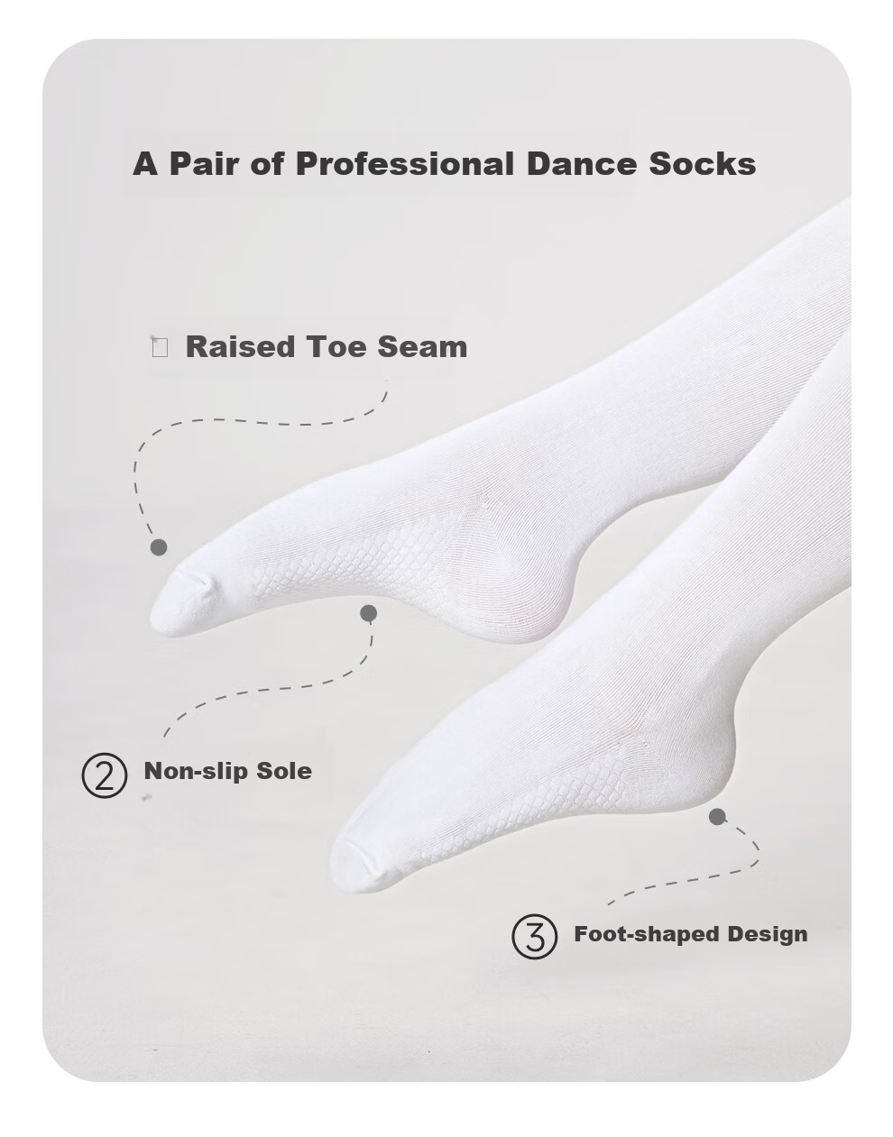 Aiwugo Girls' Tights Autumn Winter Leggings Children's Dance Socks White Seamless Non-Slip Socks White S 9