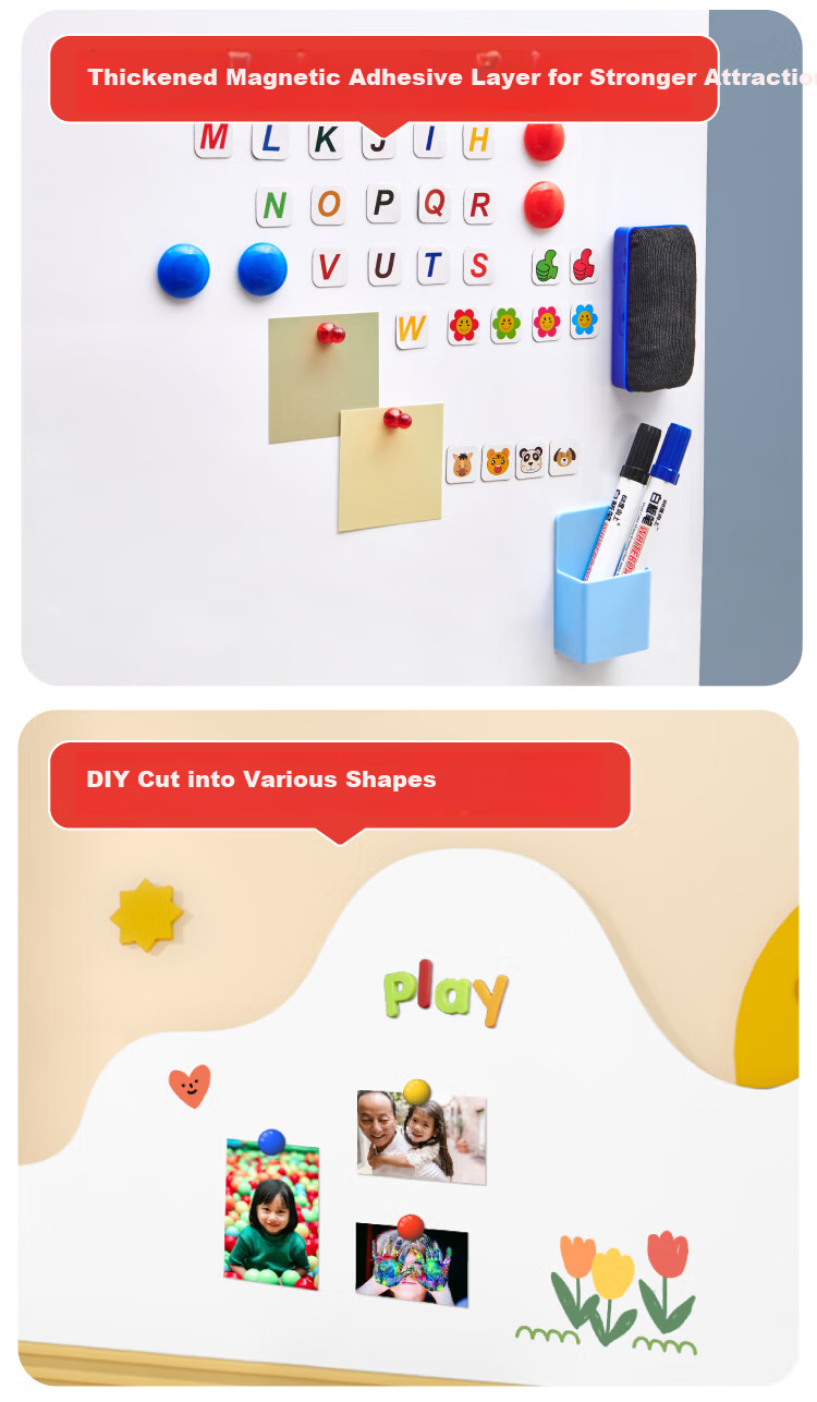 JONEVEE 80cm x 120cm Soft Whiteboard Wall Sticker Removable Easy-to-Write Erasable Kids Doodle Drawing Magnetic Blackboard Memo Office Teaching Projection WT8012 6