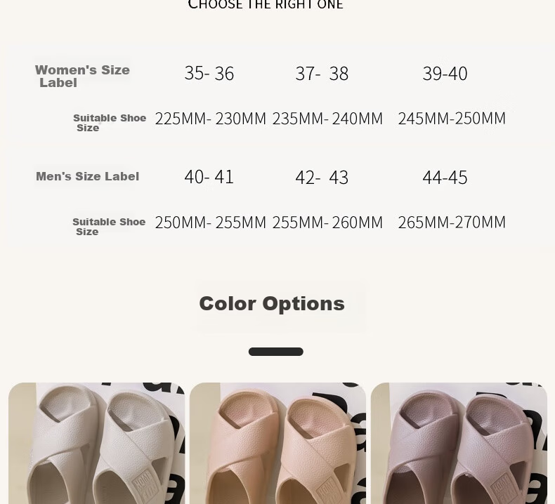 Huameijianbu Cross Mocha Slippers, Couples Bathroom Indoor Outdoor Thick Soft Sole Non-Slip Sandals HM600, Pink, Size 39-40 5
