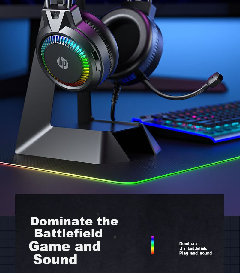 HP H220 Over-Ear Gaming Headset, Stereo Surround Sound, Wired Headphones with Microphone for Internet Cafes And E-Sports Games CSGO PUBG, Compatible with Desktop Computers And Laptops 3