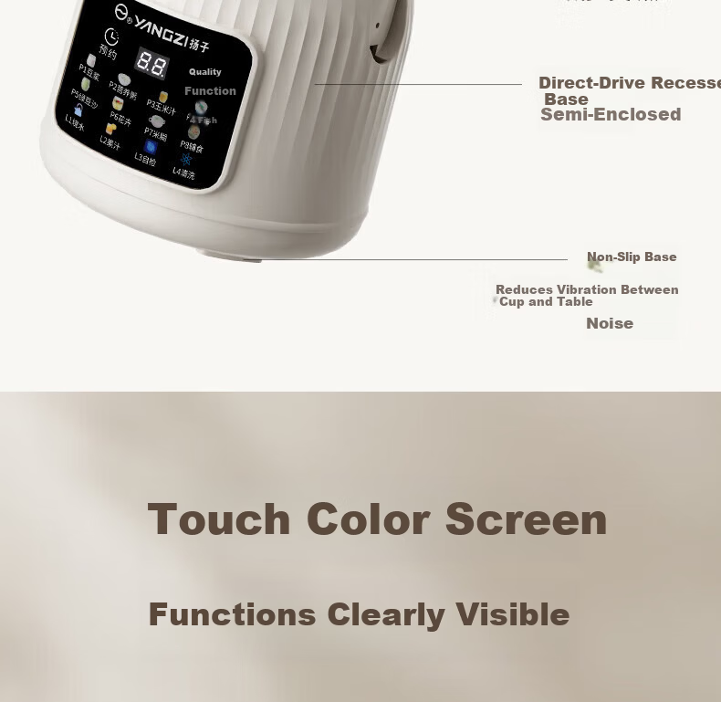 Yangzi Fully Automatic Soy Milk Maker and Blender 5-6 Functions, Self-Cleaning, 1.65L Large Capacity, 20-Blade Juicer B-005 21