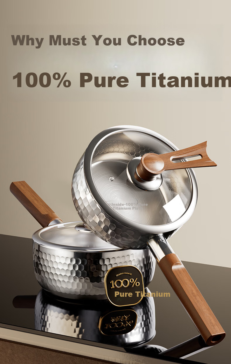 Shuangqi Pure Titanium Non-Coated Snow Pan Milk Pot Noodle Pot Baby Infant Food Steamer 18cm with Steaming Basket 3