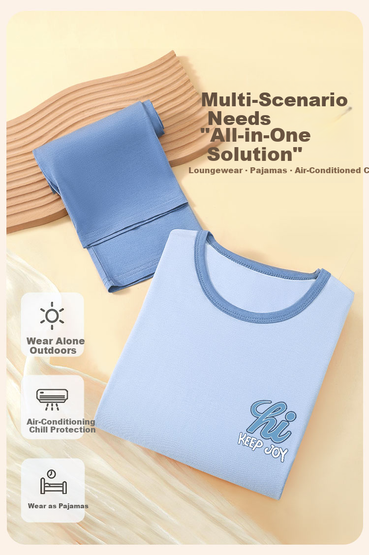Mianzhi Boys' Pajamas 2026 Spring Summer Long Sleeve Homewear Set for Older Kids and Teens Comfortable Air-Conditioned Home Clothes 2