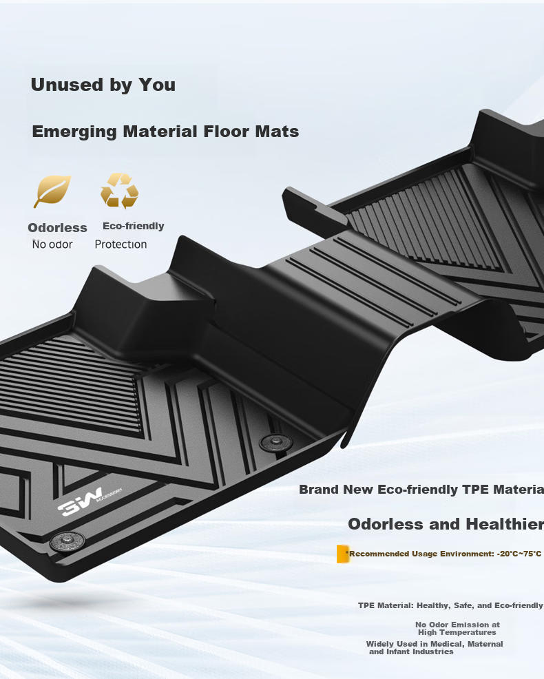 3W Custom Fit TPE Eco-Friendly Car Floor Mats for Volkswagen Magotan B8 + Double-Layer Menice Carpet Surface / Jingpei 6