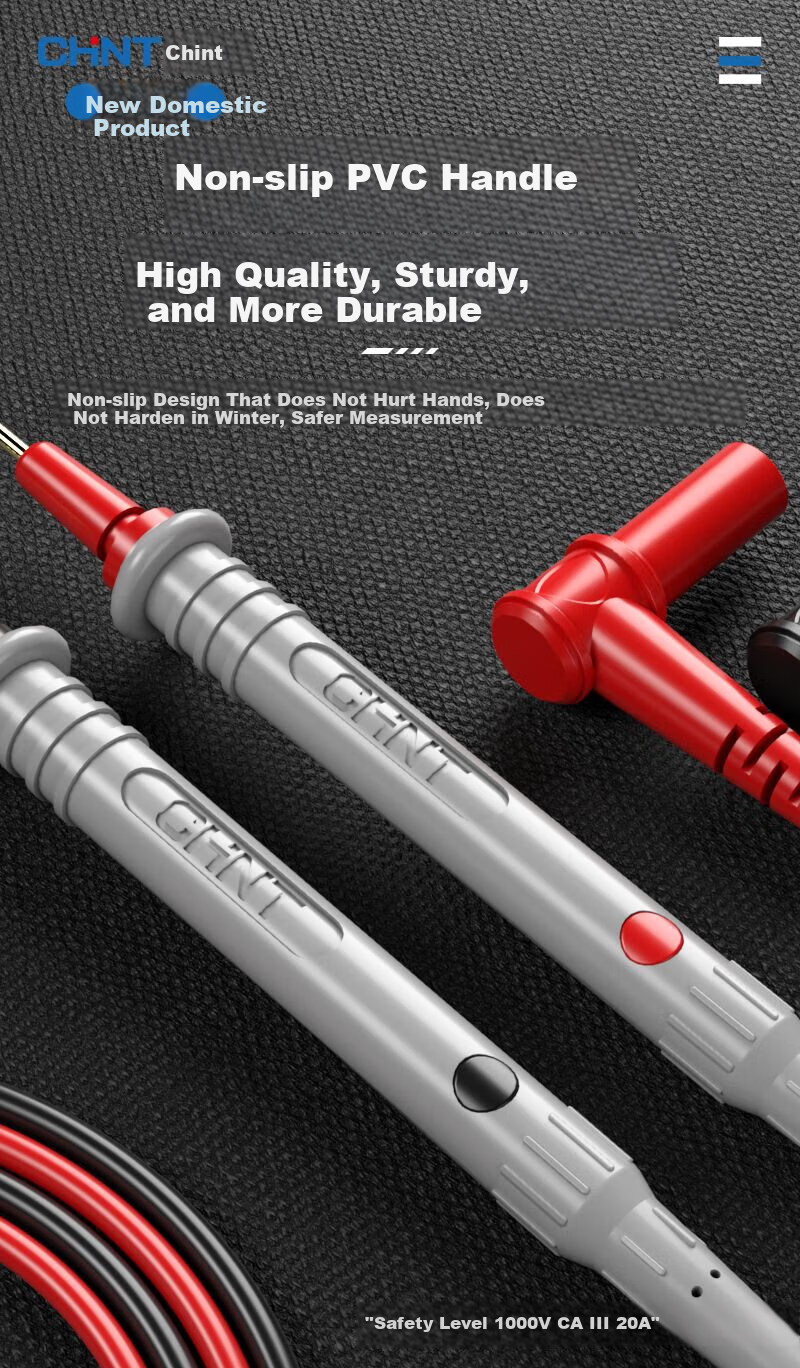 CHNT Universal Multimeter Test Leads 20A High Precision Silicone Test Wires with Extra Fine Tips Frost Resistant Durable 5