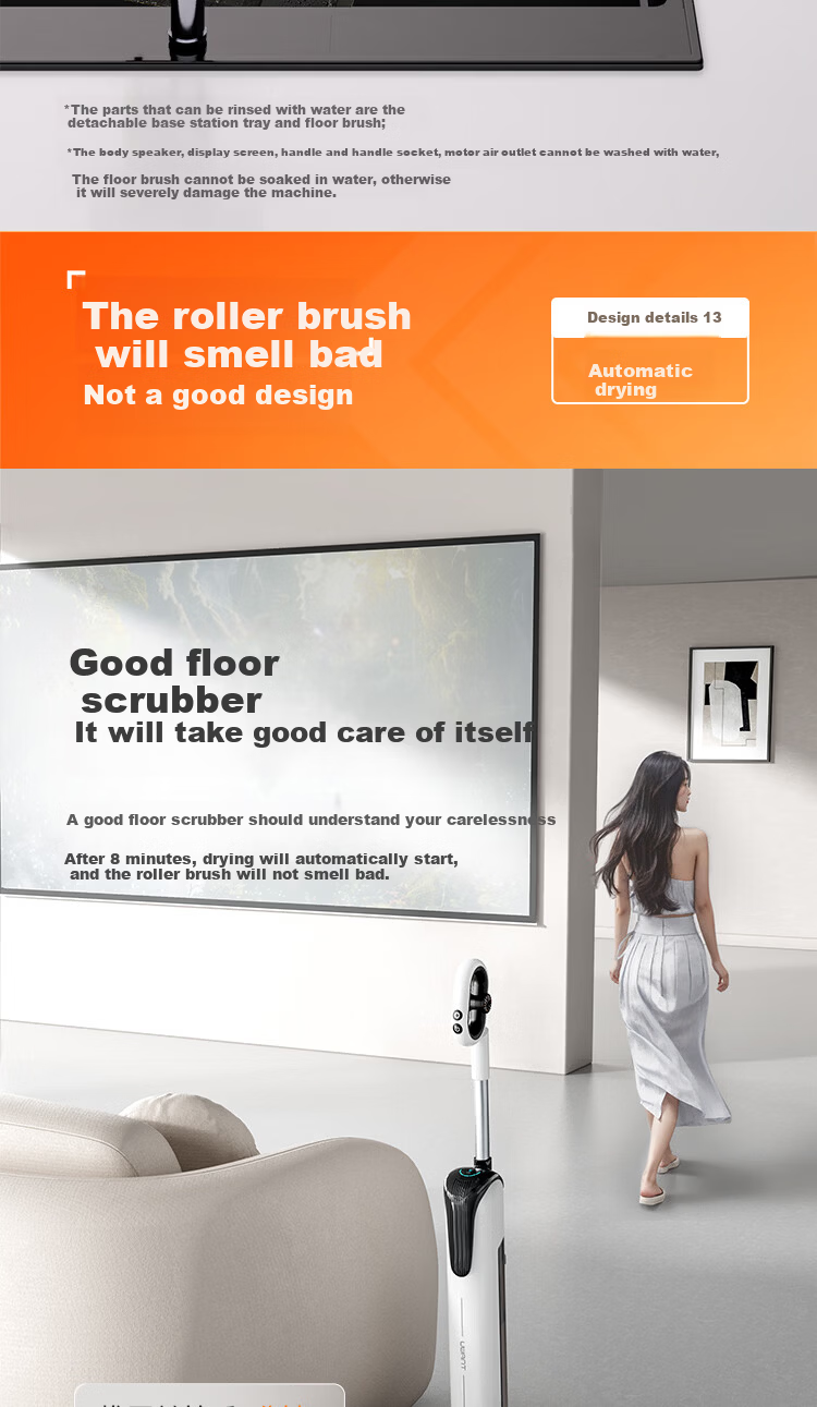 UWANT Cloud Plus Large Door Model Floor Washer with 0-Gravity Handle Push-In Base Station, Home Electric Mop with Vacuum, Wash, and Self-Cleaning Functions 30