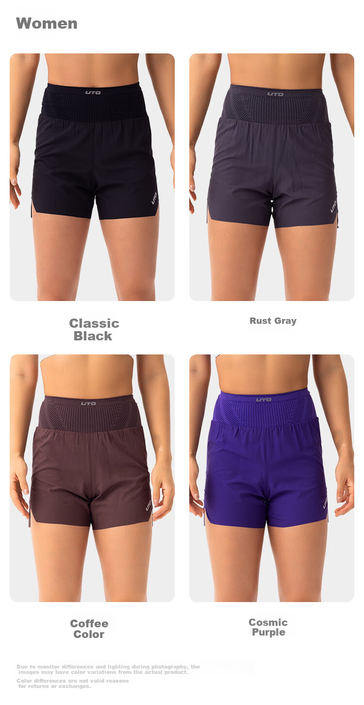 UTO Women's Running Shorts Marathon Trail Phone Holder Water Bottle Waist Pack Quick-Dry Pants Rust Gray M 12