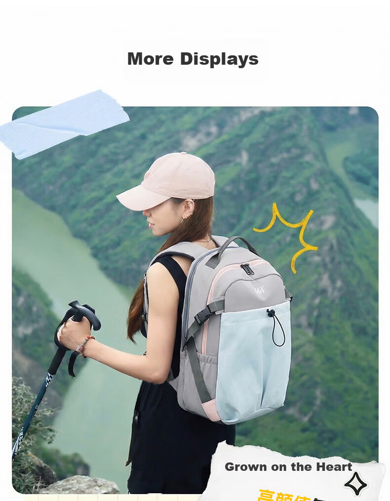 361° Outdoor Sports Backpack Laptop Bag Travel Lightweight Hiking Bag Student School Bag Large Capacity Double Shoulder Backpack 6