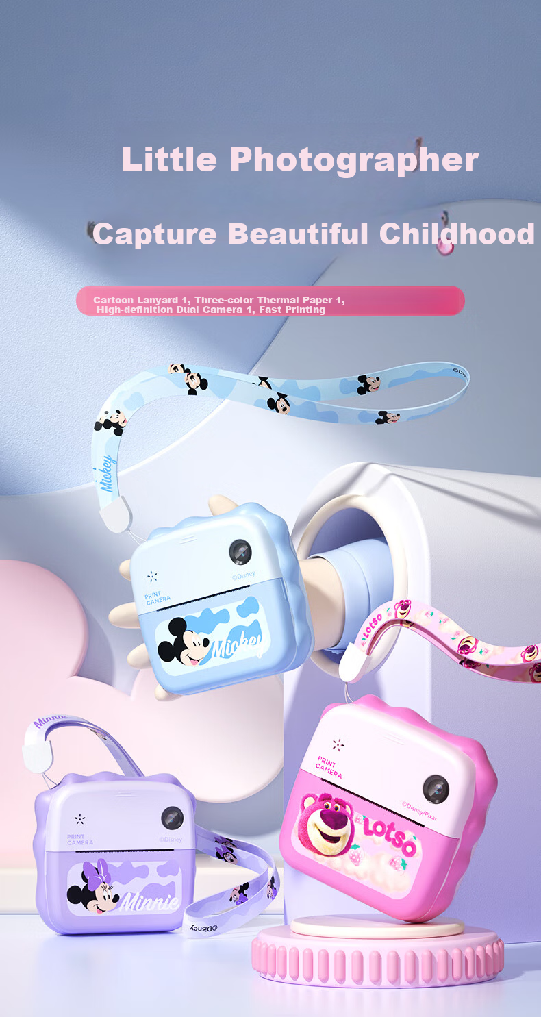 Disney Instant Print Color Photo Camera with Dual Lenses for Children, Students, Boys And Girls, Toy Mid-Autumn Festival Gift 1