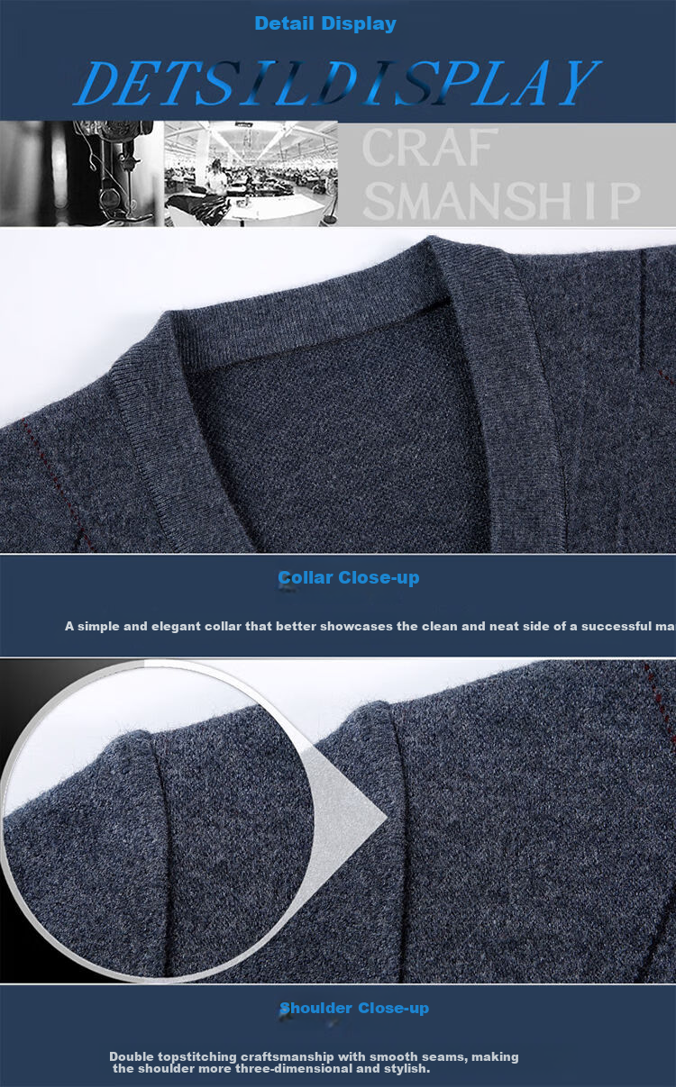 Hengyuanxiang Men's Knitted V-Neck Cardigan Loose Casual Knit Base Shirt for Middle-aged and Elderly Dad Wear Camel L 5
