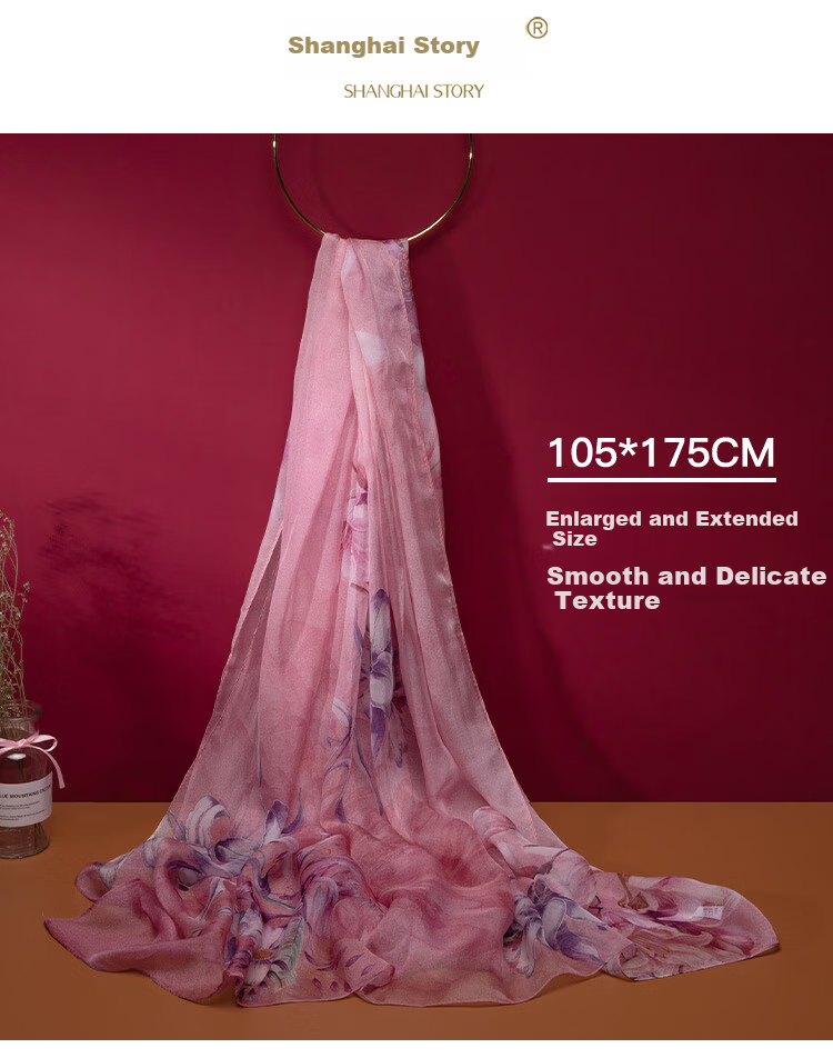 Shanghai Story Women's Silk Scarf Sunscreen Shawl 100% Mulberry Silk Scarf Gift Box Mother's Day Birthday Gift for Elders 1