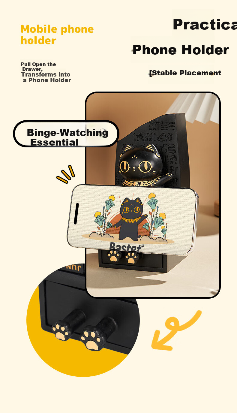 British Museum Birthday Cute Cat Rosetta Stone Storage Box Phone Holder Calendar Ornament Gift for Men and Women 7
