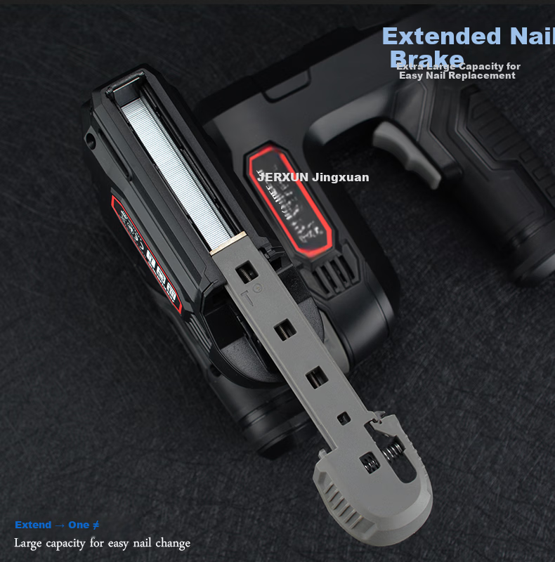 JERXUN Wireless Electric Nail Gun Cordless Brad Nailer Woodworking Staple Gun Household Door Frame Nail Gun Oil Painting Frame Stapler 8