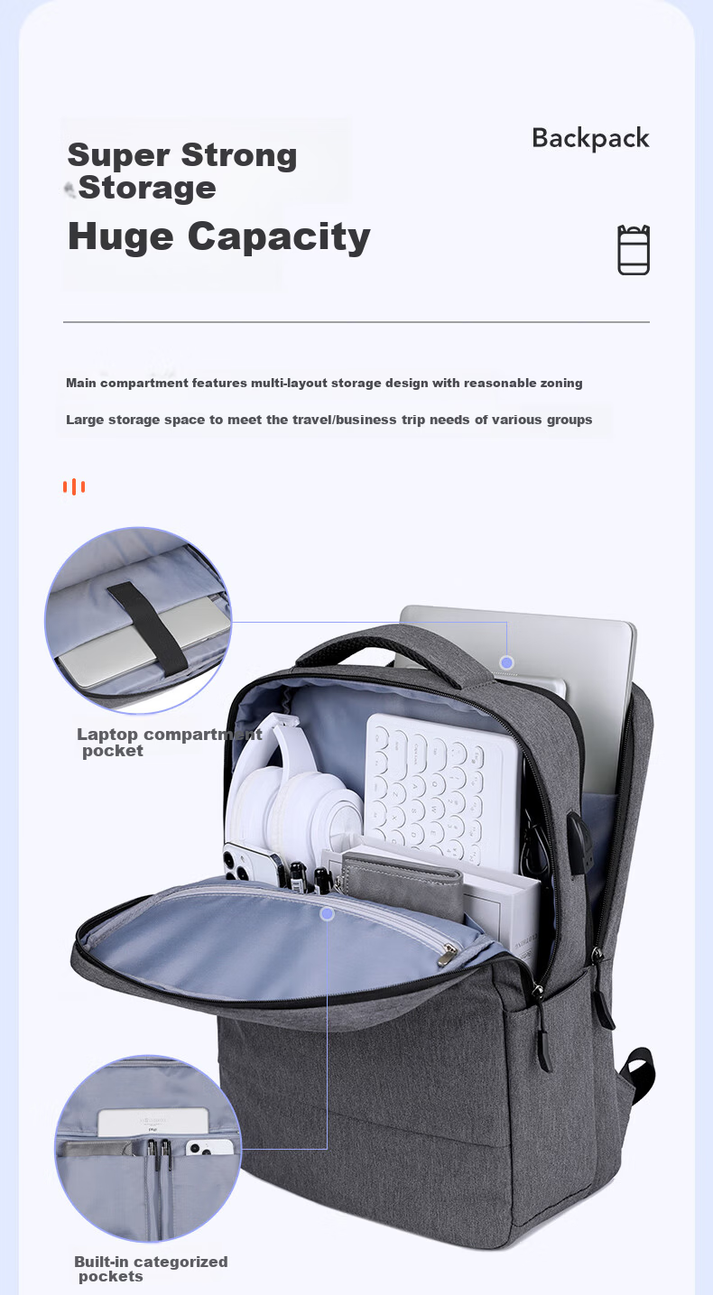 17.3 Inch Dual Shoulder Laptop Backpack Business Travel Bag for Apple Huawei Laptops 4