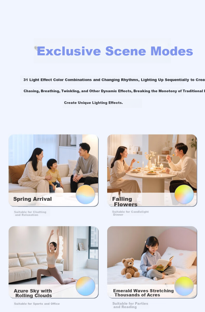 Dengling LED Tianjing Mirror Light Multi-Pastel Color Range Bedroom Dining Room Kids Room Clear Sky Light Gaming RGB Natural Light Ceiling Lamp 8