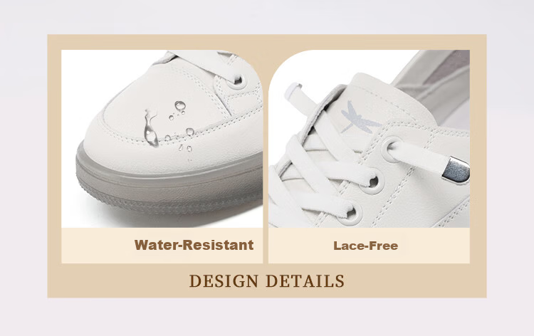 Red Dragonfly Women's Lightweight Breathable Flat Shoes Soft Sole Comfortable Low-Cut Dual-Wear White Sneakers EXB160761 Beige Size 35 4