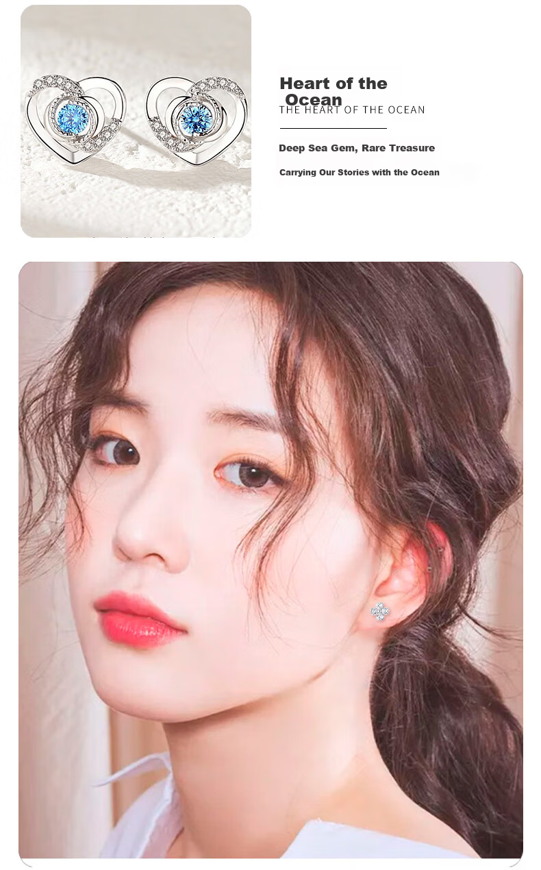 Zhoubaifu Weekly Silver Earrings for Women, Luxury Set, Stud Earrings, Birthday Gift for Girlfriend on Valentine's Day And 520 10