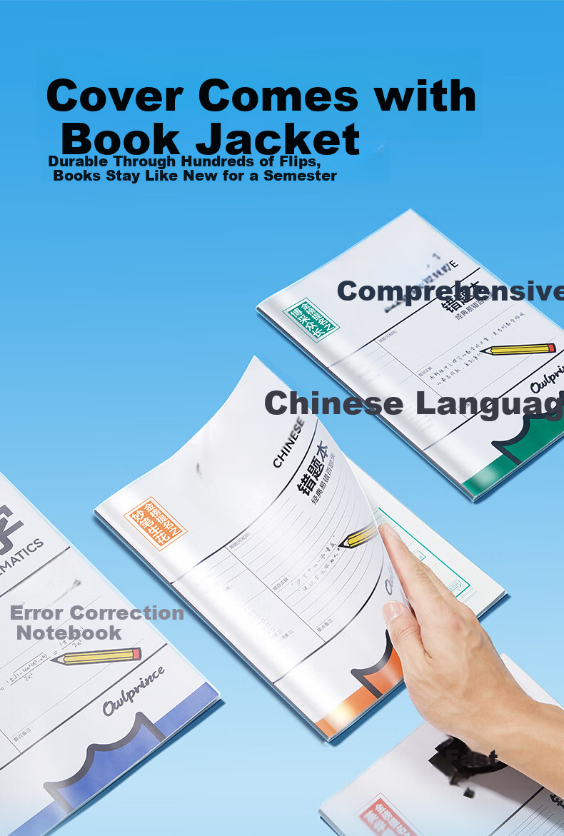 Cat Prince Error Correction Book Set Protective Cover Mistake Correction Notebook Thickened Complete Subject Notes Math Error Correction Practice Book for Elementary to High School Students 2