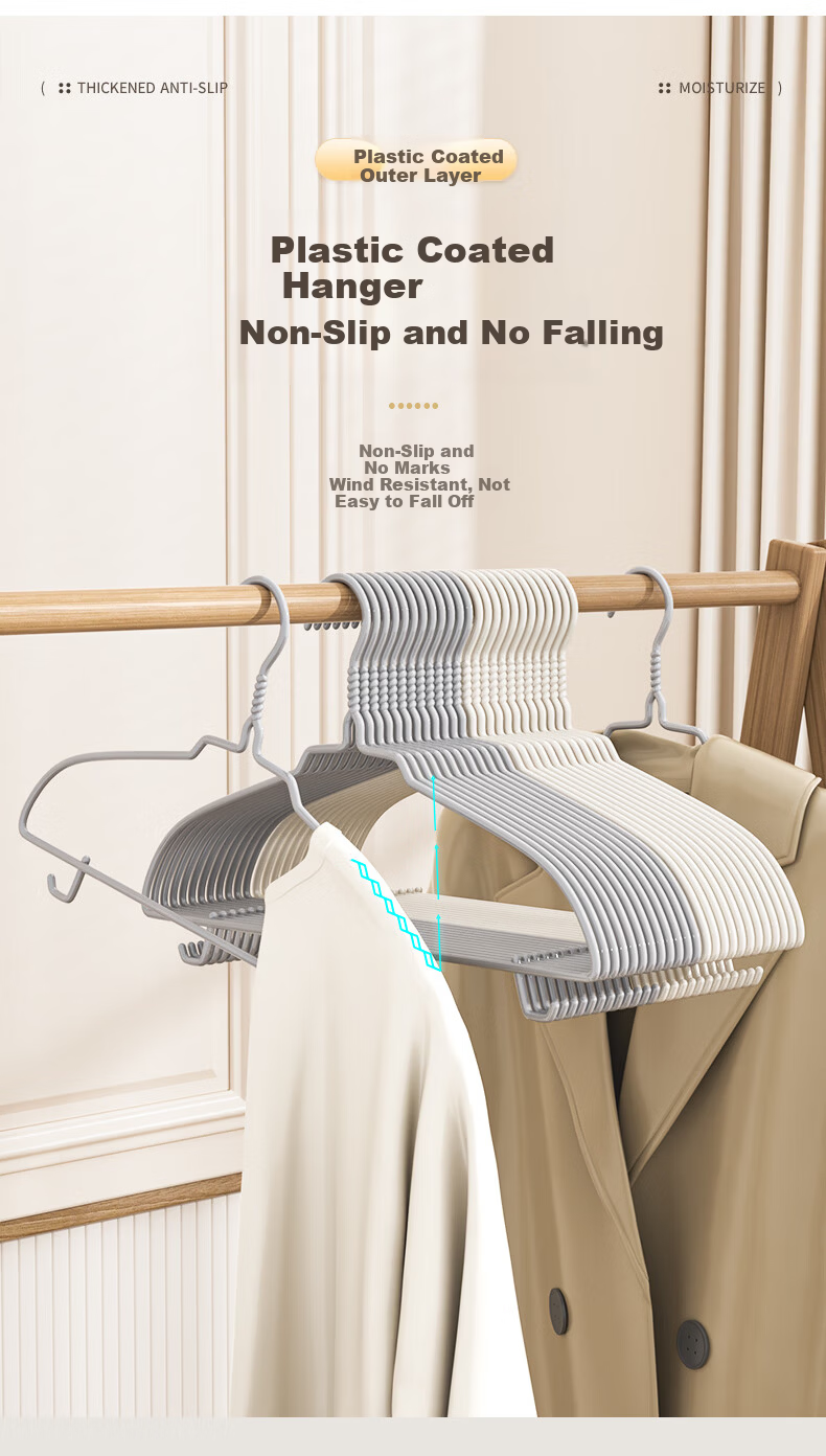 Baicaoyuan Non-Slip Hanger Set for Clothes, Adult Household Extra Wide and Thick Large Clothes Hangers, 10 Pieces 11