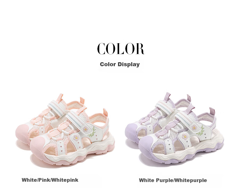 ABC KIDS Girls Summer Princess Shoes Children's Sandals Soft Sole Beach Shoes Big Kids 28 White/Pink 3234 3