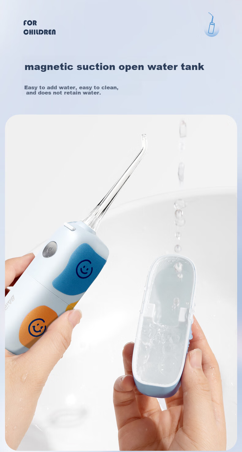 Bayer Student Special Mini Magnetic Suction Oral Irrigator for Kids 6-12 Years Old Portable Orthodontic Dental Water Flosser V6K Yellow-Orange Kids Edition 7