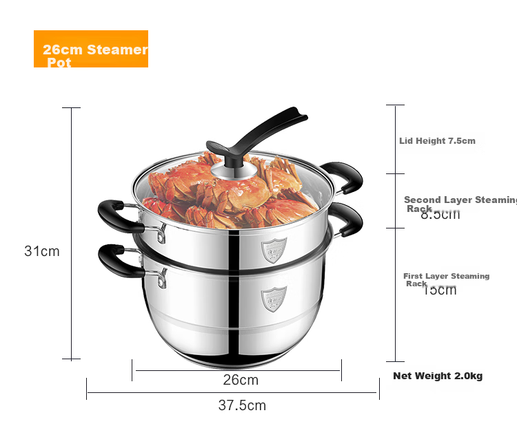 MAXCOOK 316L Stainless Steel 2-Layer 36cm Steamer Large Capacity Soup Pot Compatible with Gas Stove and Induction Cooker MCZ961 4