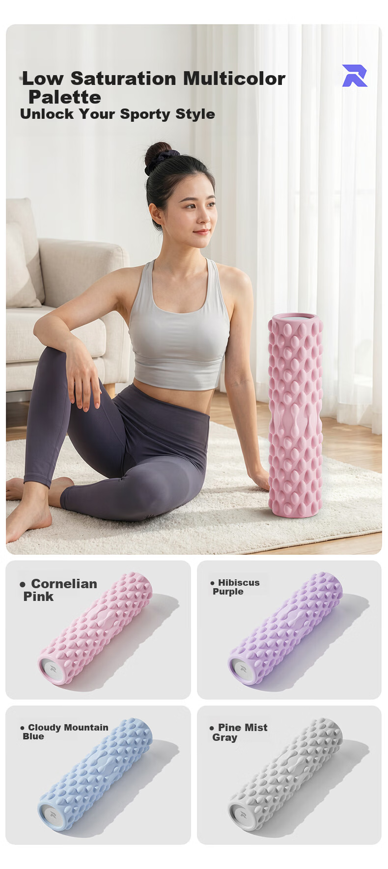 Langwei Foam Roller Muscle Relaxation Spiky Massage Stick Home Yoga Fitness Equipment Roller Massager 10