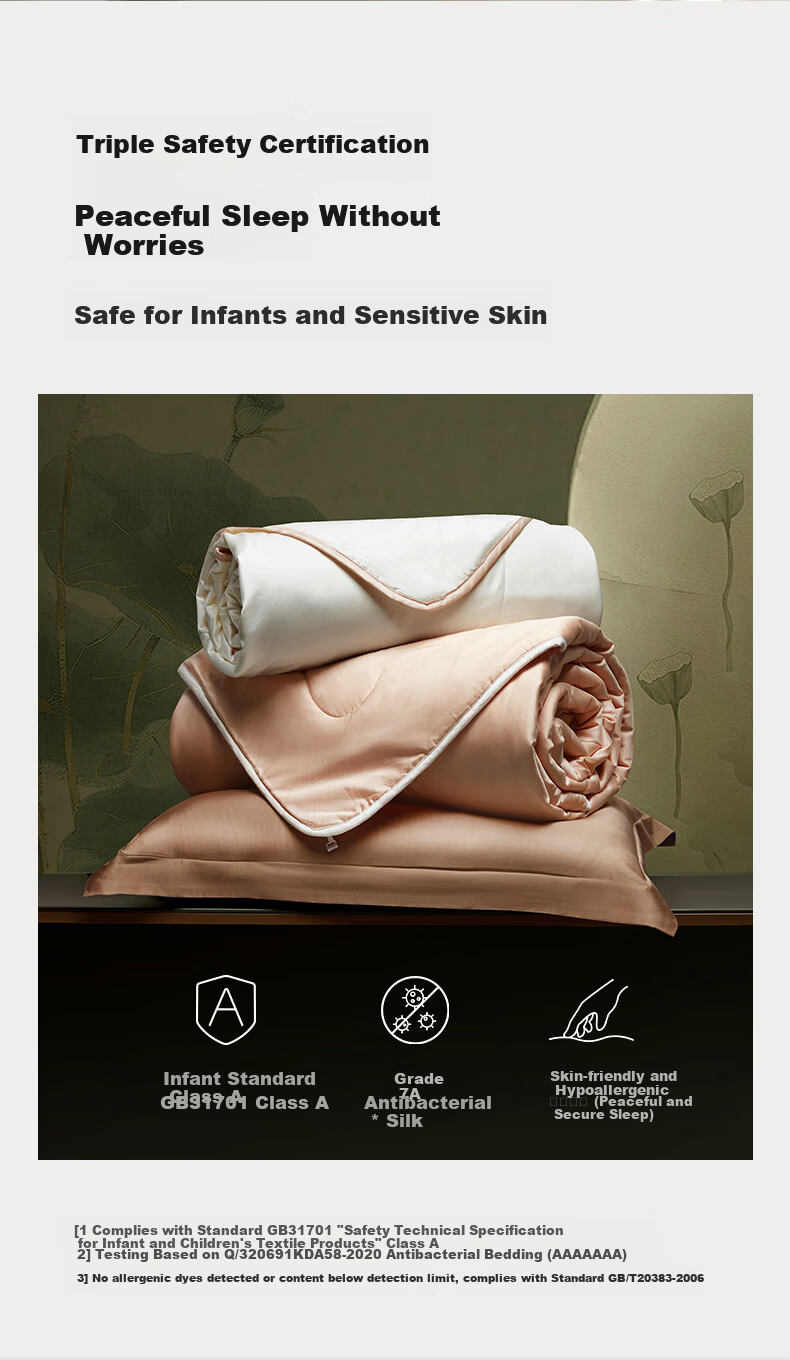 Luolai Home Textiles Silk Quilt 100% Cotton Class A Antibacterial Silk Four Seasons Quilt Core Approx. 3.2 Jin 150*215cm 5
