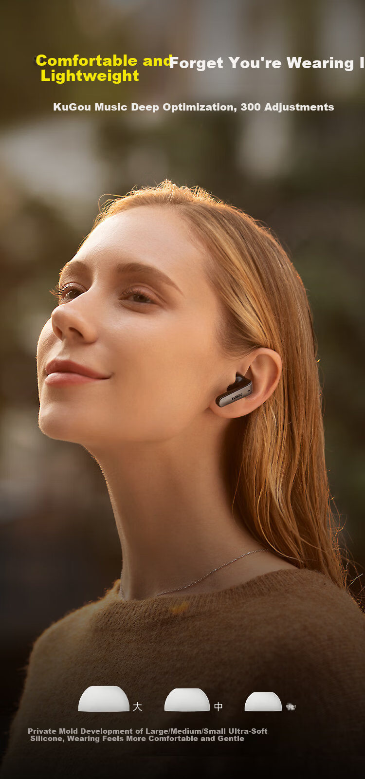 KUGOU [Premium Sound Quality + Powerful Quad-Mic Active Noise Cancellation] Bluetooth 6.0 In-Ear Wireless Earphones Low Latency Pro Music Gaming Long Battery Life Compatible with Huawei Xiaomi M7 12