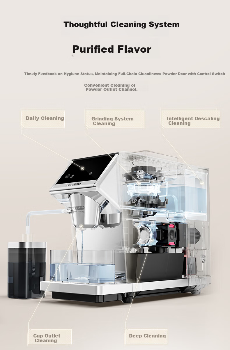 Barsetto BAE-LX1lite Mini Office Home Fully Automatic Italian Coffee Machine 3-in-1 Grinder Integrated Bean Grinder Hot and Cold Dual Extraction Beige 13