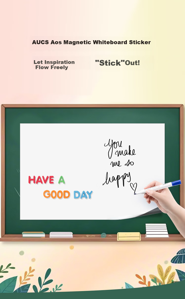 AUCS 50x100cm Soft Whiteboard Wall Sticker Magnetic Writing Board Blackboard Magnetic Wall Sticker Refrigerator Sticker Removable Non-Damaging Wall Home Kids Student Office Meeting Teaching Whiteboard 1