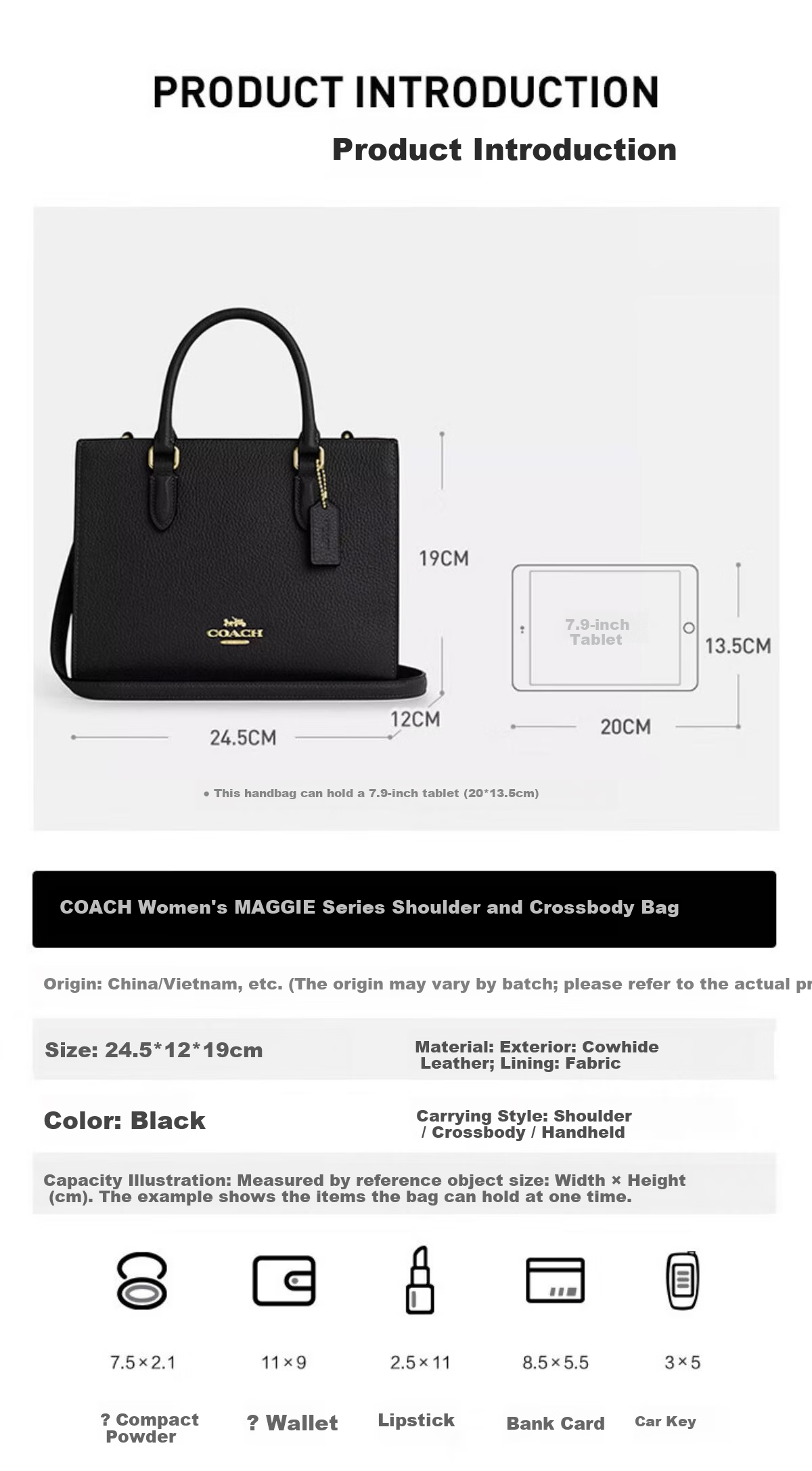 COACH Women's MAGGIE Small Shoulder Handbag Crossbody Bag CY668 Gift 2
