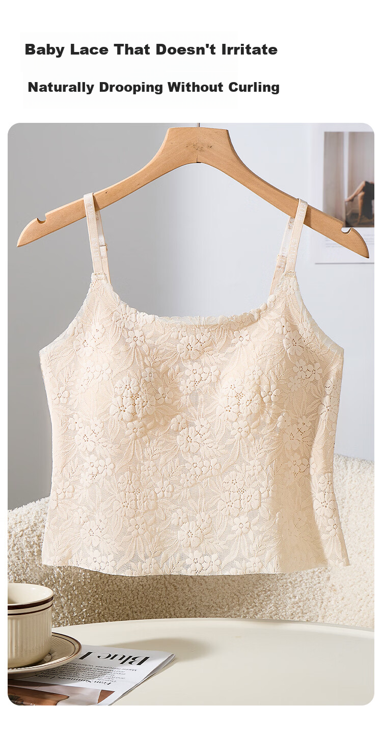 Urban Beauty [No Bra Needed] Lace Camisole Vest for Women Summer with Chest Pad, Stylish Outerwear, Sexy Pure Desire Back Design 6