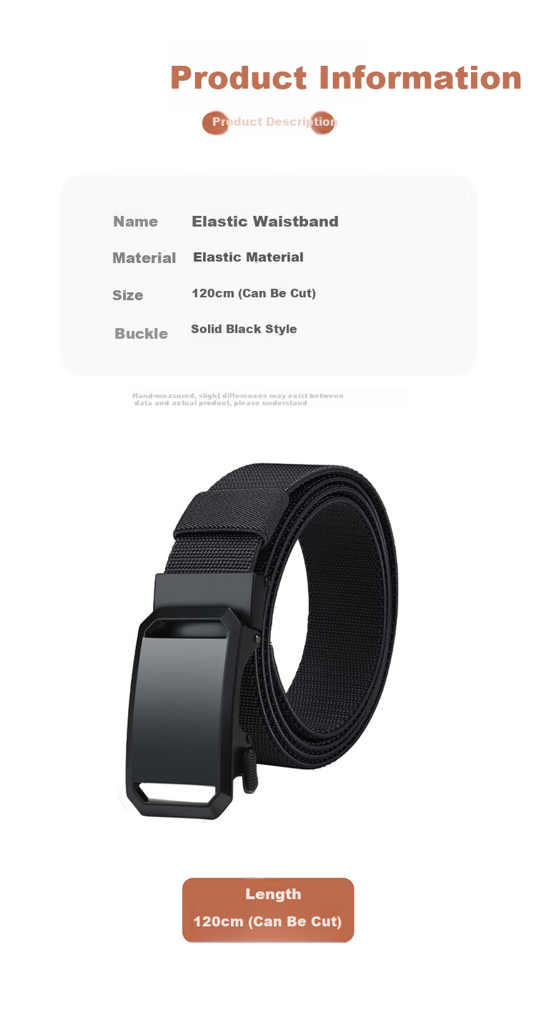 Biyoumei Men's Belt Black Automatic Buckle Elastic Strap Business Casual Military Training Birthday Gift Belt 1