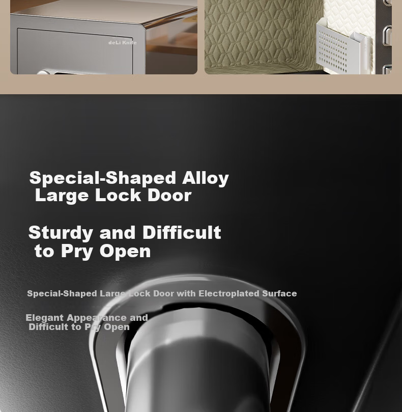 Deli Safe, Home Fingerprint Password Storage, Office Financial Confidential Box, Automatic Door Opening, Thickened Lock Bolt, 45cm Gray AE640-Z 3