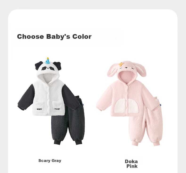 Babycare Children's Soft Plush Autumn Winter Warm Homewear Baby Top Doka Pink 80 14