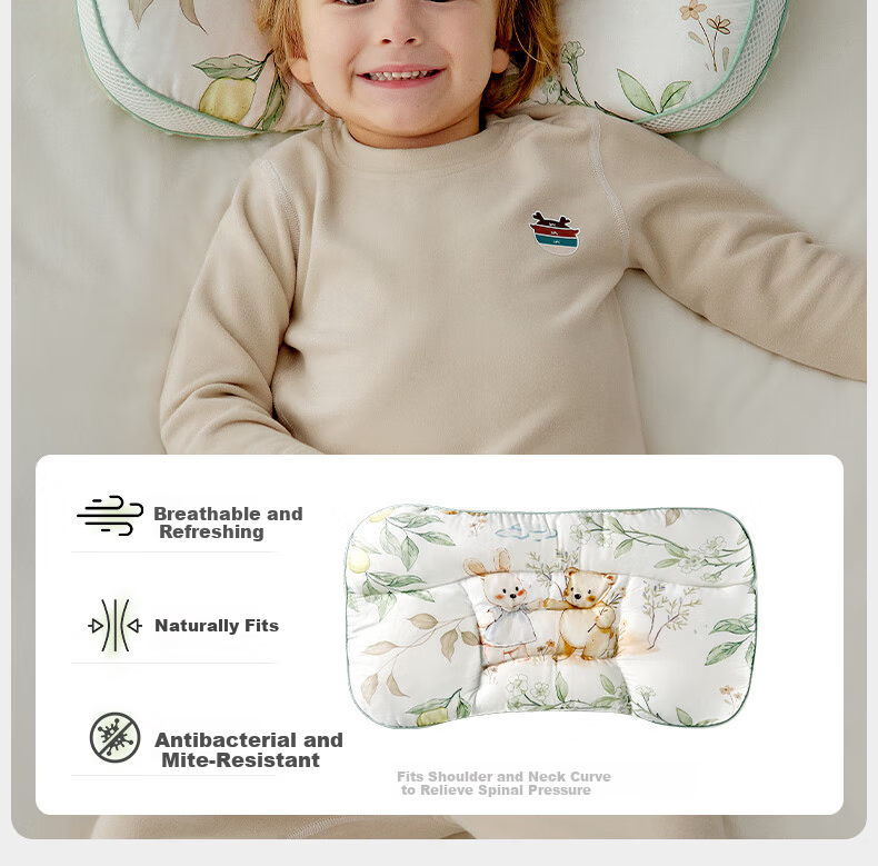 OUYUN Baby Pillow 1-3 Years Old Children's Zoned Spine Protection Shaping Pillow Kindergarten Newborn Gift Castle 14