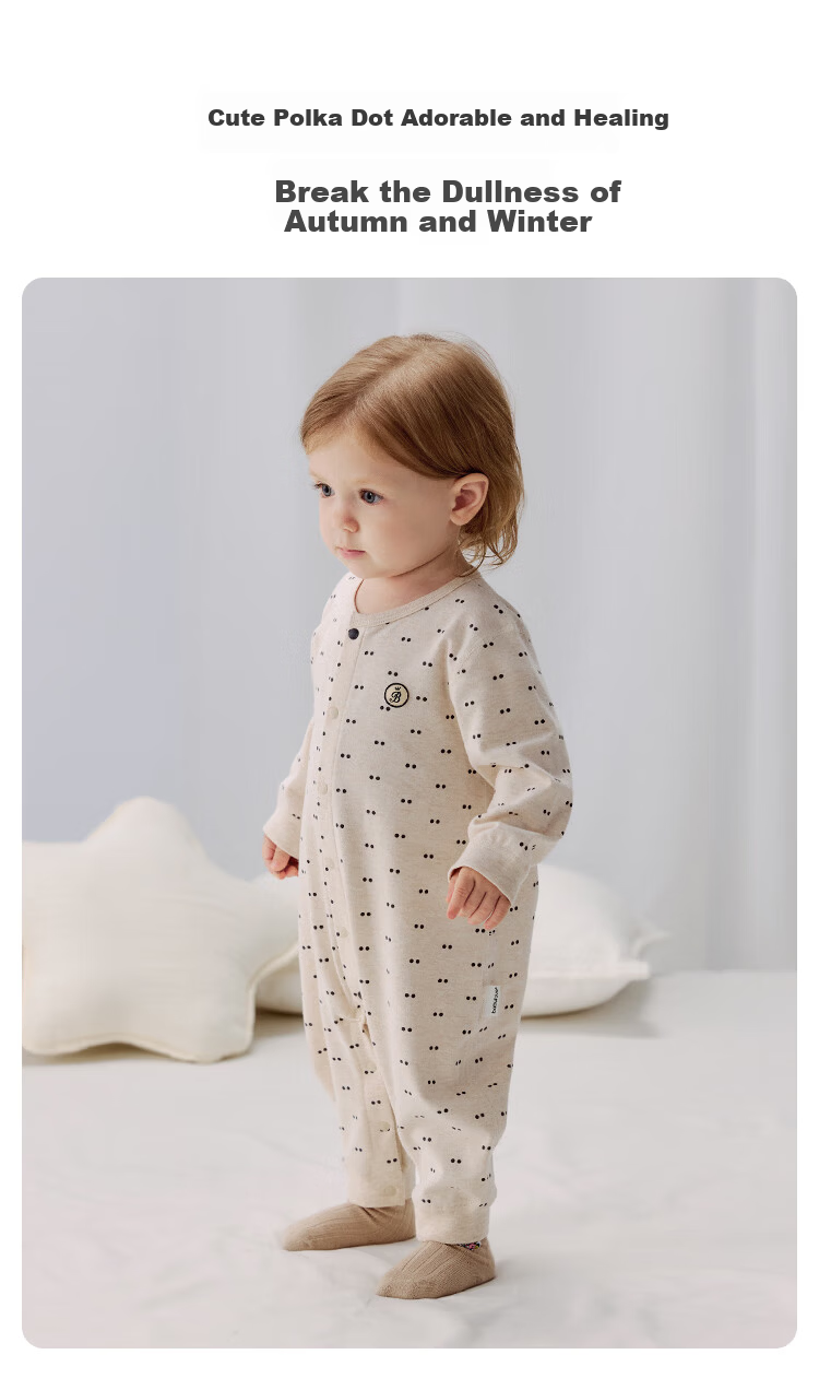 Babylove Baby Cotton Romper Spring Autumn Polka Dot Unisex Crawling Suit Outwear 4