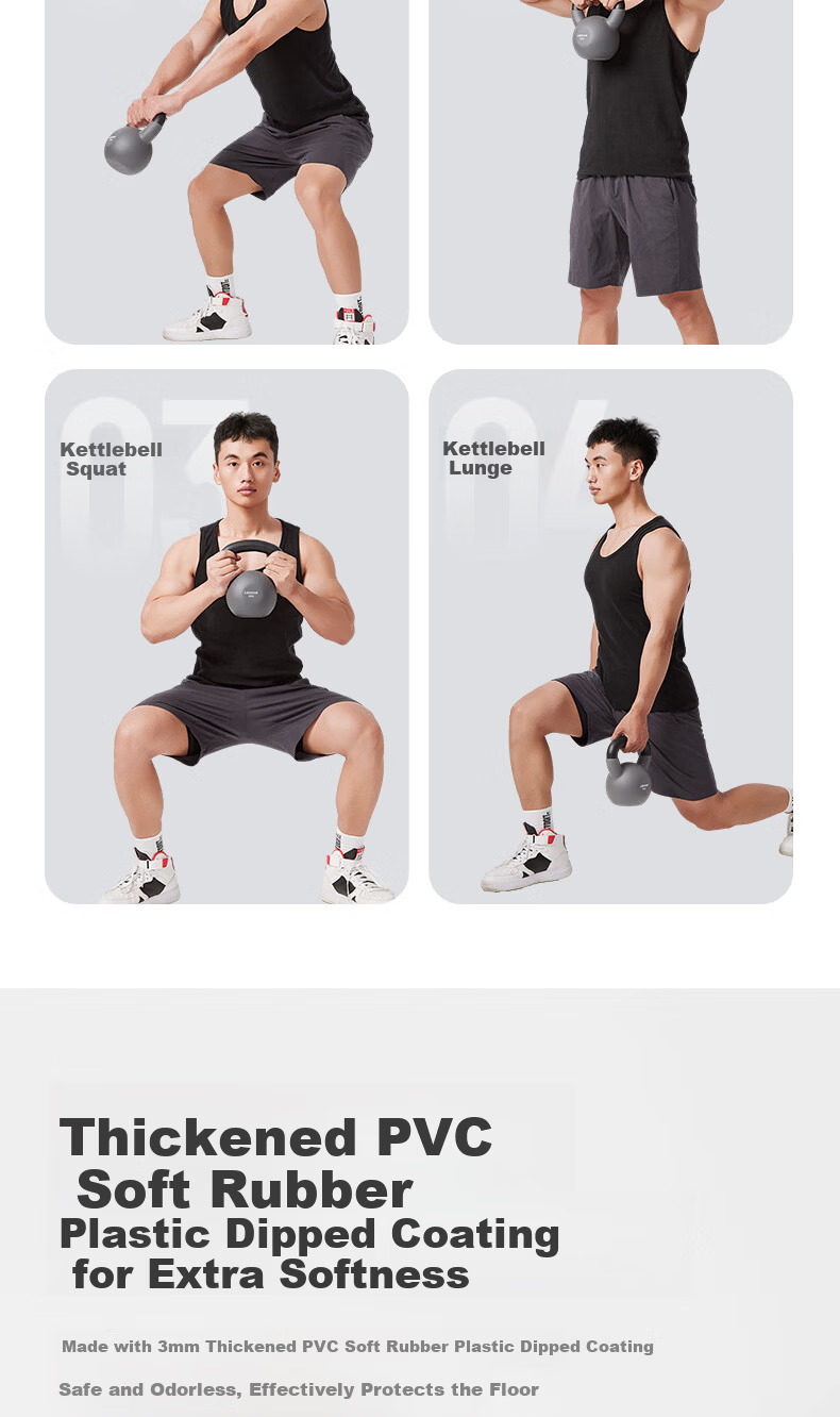 Lexi Cast Iron Kettlebell Solid Dumbbell Household Small Volume Fitness Equipment Hip Lift Gray 10kg 10