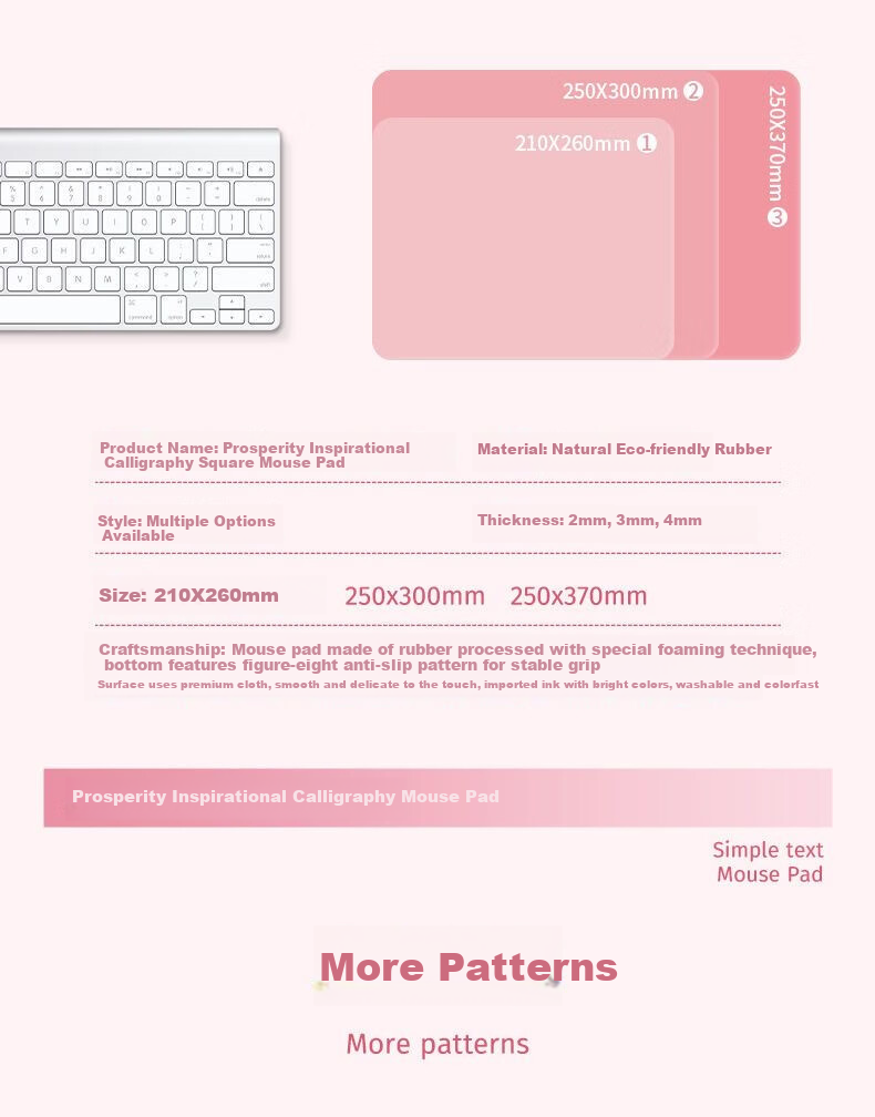 Juyingfeng Mouse Pad, Small Size, for Office And Home Use, Creative Cartoon Design, Desk Mat, Add-On Item for Online Shopping, Ins Style, Non-Slip, Wear-Resistant, Soft Pad, Thickened, Portable, Washable, 26*21cm, Fortune-Bringing Pink 9