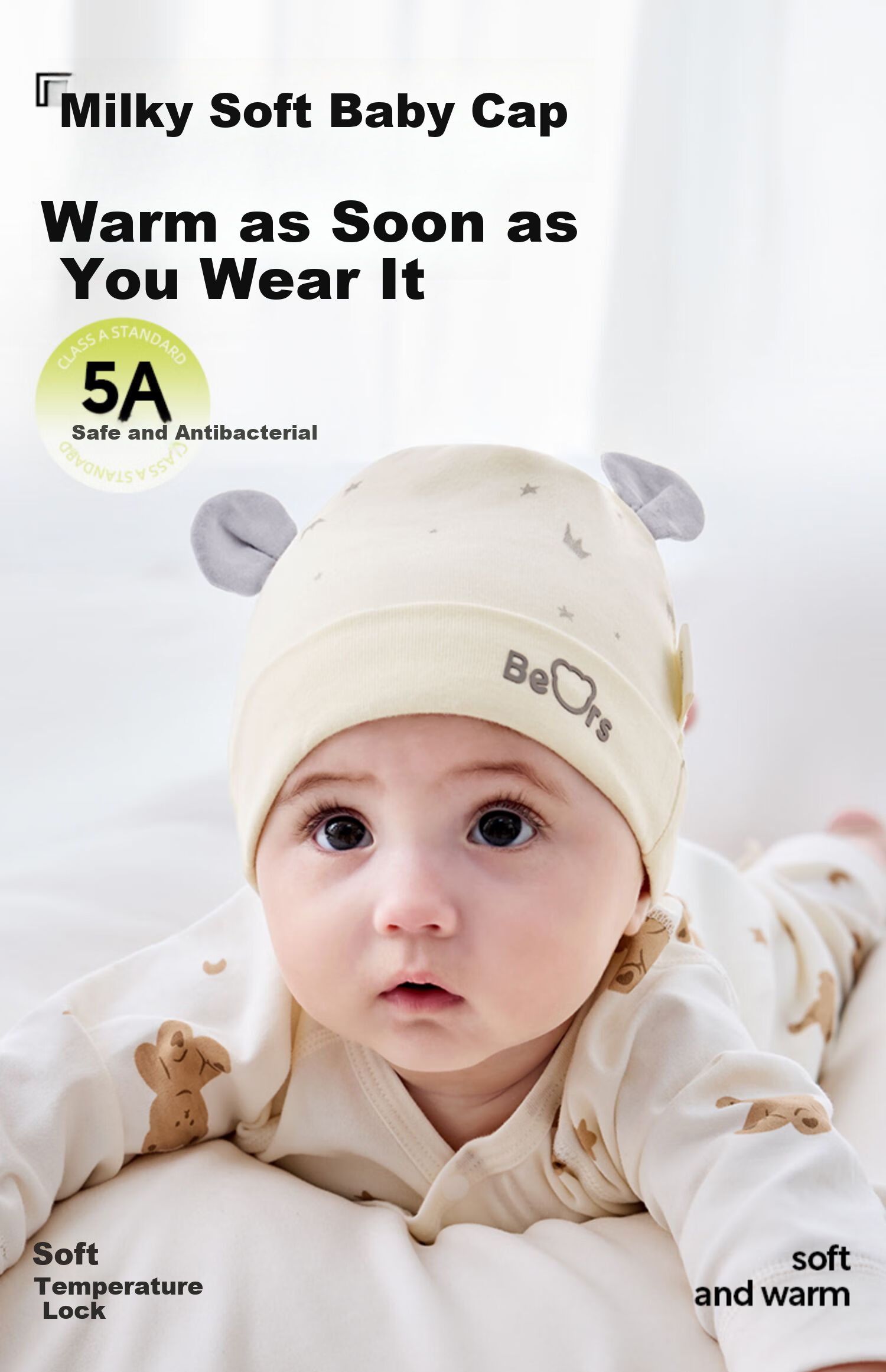 JOYNCLEON Newborn Baby Hat 0-6 Months Pure Cotton Unisex Double-Layer Summer Cap Soft Spot Cap Jyf174243 1