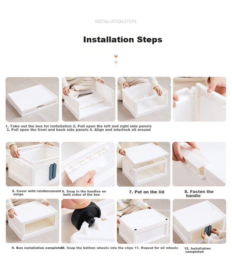 JEKO&JEKO Double Door Storage Cabinet Foldable Book Organizer Children's Wardrobe Storage Box White 1 Piece 11