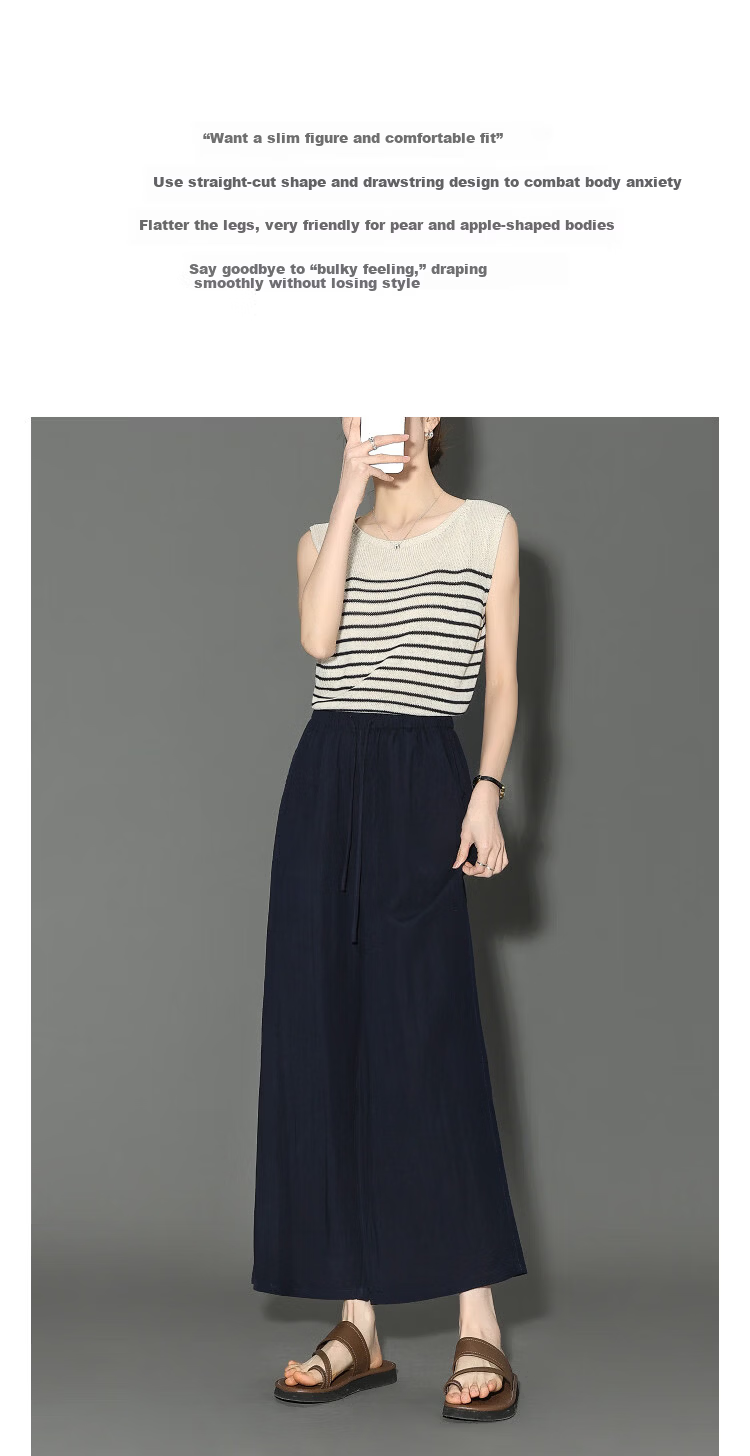 Demana Linen Lyocell Blend Spring Cropped Elastic Waist Straight Loose Casual Pants for Women High-End Feel 4