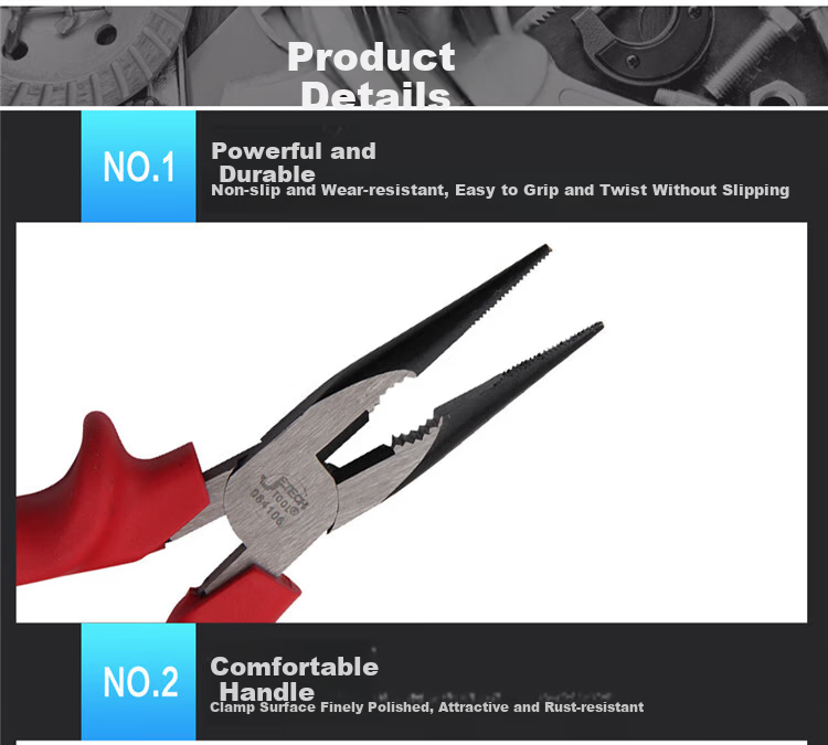 JETECH Multifunctional Needle Nose Pliers with Teeth, Electrician Wire Cutter, 6 Inch RPC-6 8