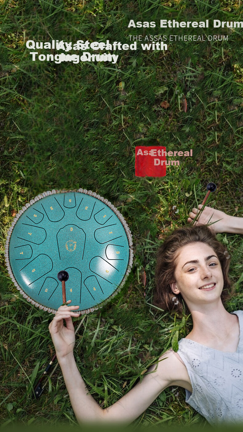 Asasi Ethereal Drum, 15 Tones, 13 Inches, Adult Beginner Upgrade Carbon Steel Tongue Drum, Children's Gift Lotus - Navy Blue 1